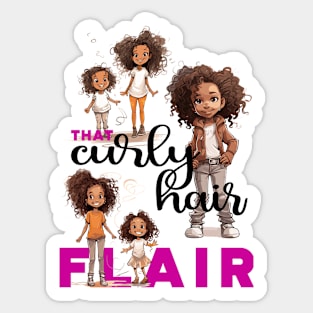 That curly hair flair for kids - black text Sticker